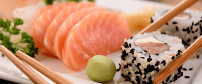 eating sushi